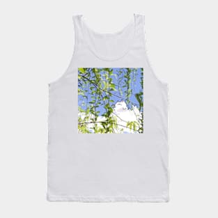 Cute Cat On Cloud With Butterfly Tank Top